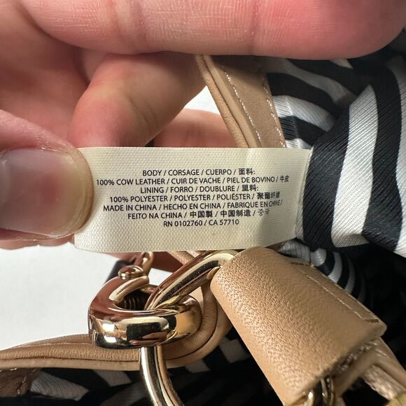 Kate Spade Hudson Street Kellan Shoulder Satchel Bag Leather Tan Black Large - Picture 10 of 10